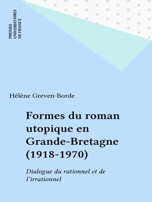 cover image of Formes du roman utopique en Grande-Bretagne (1918-1970)